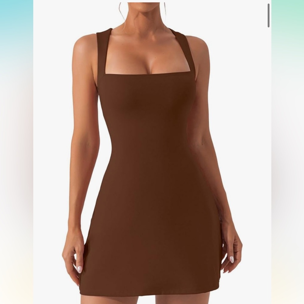 Brown Sleeveless Mini Dress